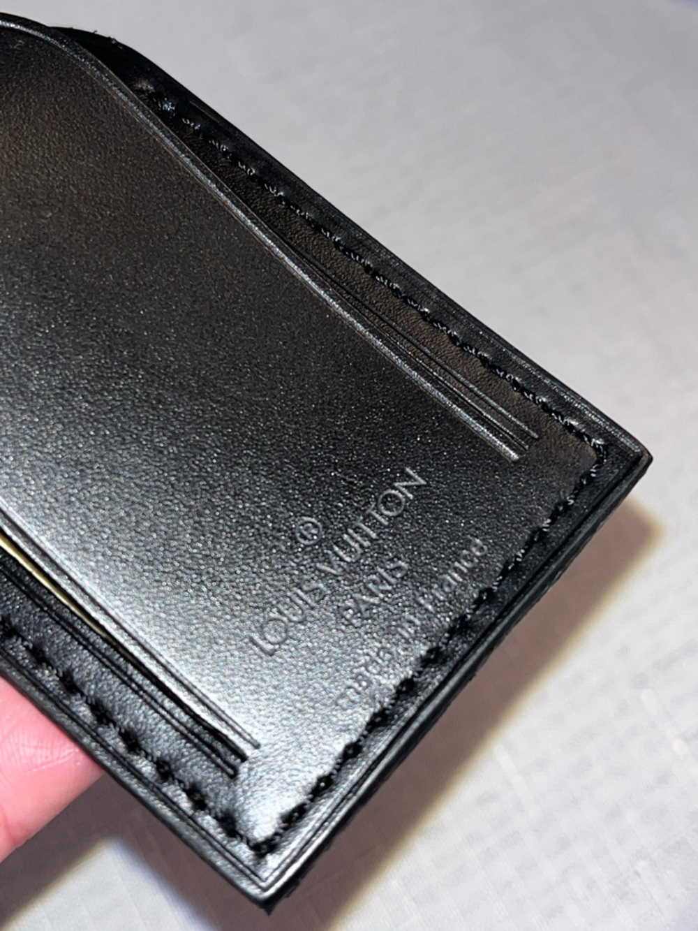 Louis Vuitton LV Black Calfskin Leather Luggage Tag - Brass Hardware WITH DUSTY - Picture 4 of 14